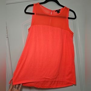 Neon Orange cotton and mesh tank